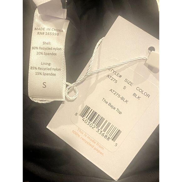 NWT Andie The Baja Tankini Tie Neck Swim Top Medium Bust Support S Black #3501 - Picture 7 of 15